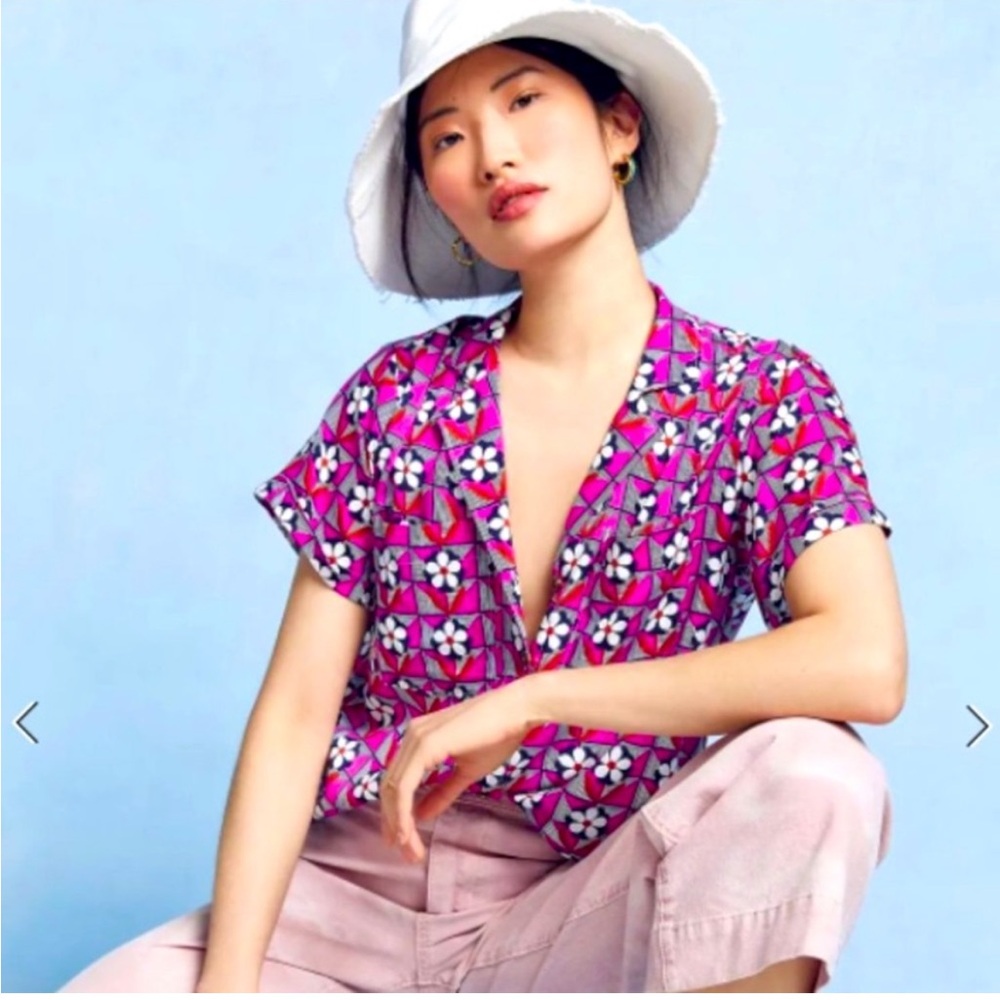 Anthropologie Maeve Bon Voyage Button Front Top